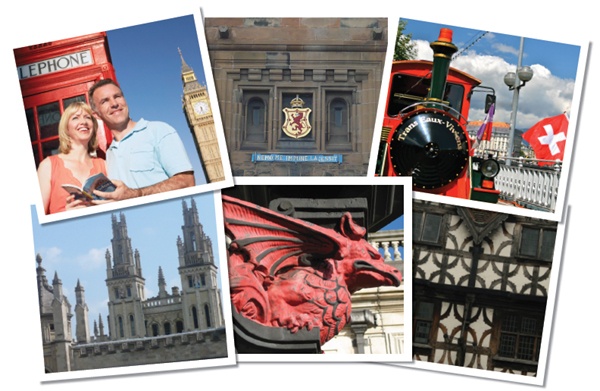 A collage of photos taken in various cities visted while recording Live from interviews