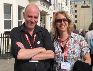 Tim Bowen and Karen Richardson outside the Old Ship hotel
