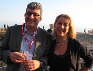 David Baker and Karen Richardson at the onestopenglish party